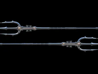 Poseidon s Trident  Low-poly 3D model