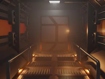 Sci-fi corridor Low-poly 3D model