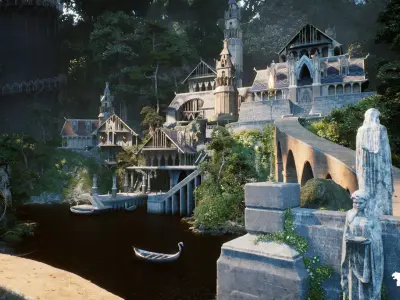 Elvish City in Forest Environment Megapack Low-poly 3D model