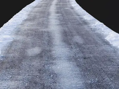 Winter road editable 3D model