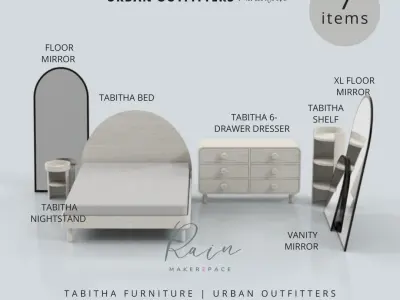 MINIATURE DOLLHOUSE BEDROOM TABITHA  FURNITURE SET 3D print model