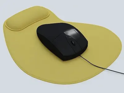 Mouse and Mouse Pad 3D model