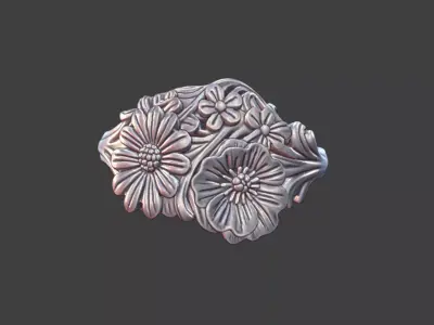 Feminine Floral Ring Silver Jewelry 3D Model 3D print model