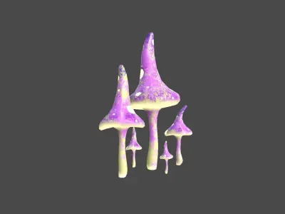Fantasy Mushroom G08 Purple Yellow - Scene Backdrop Design Low-poly 3D model