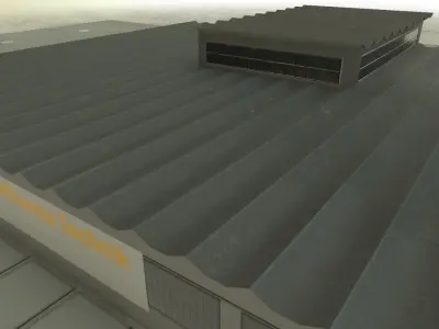 EDDB Lufthansa Technic Hangar Low-poly 3D model