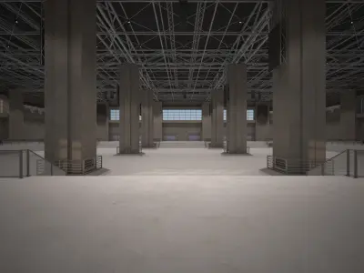 Hall 3D low poly - Multifunctional hall Low-poly 3D model