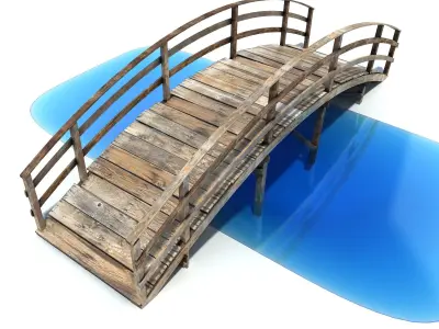 Low Poly Old Wooden Bridge 2 Low-poly 3D model