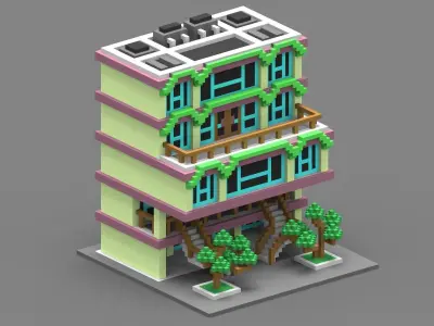 House Voxel - 19 Low-poly 3D model