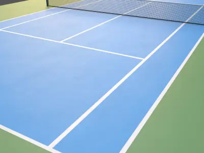 PBR Tennis Court Floor and Net Low-poly 3D model