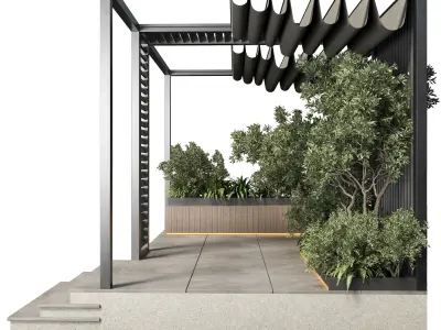 Landscape Furniture with Pergola and Roof garden 3D model