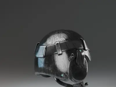 Futuristic Tactical Helmet with Red Stripes 3D Model Low-poly 3D model