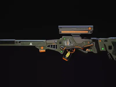 Zyphon Rifle Scifi Game Ready Low-poly 3D model