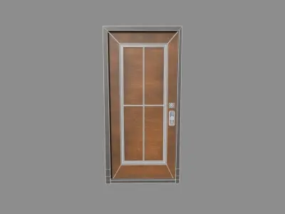 wooden door Low-poly 3D model 21