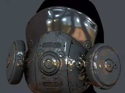 Gas mask helmet 3d model scifi Low-poly Low-poly 3D model 11