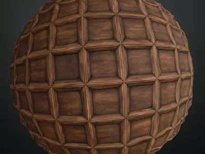Traditional Coffered Wood Ceiling Panels PBR Texture