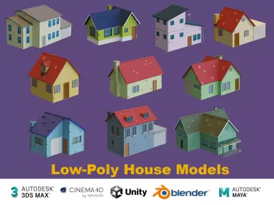 Cartoon Houses Low-poly 3D model