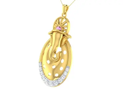 light weight yellow gold  diamond pendent -ZA PN 2100 3D print model