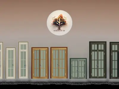 A Collection of 3D Window in Rectangle Styles Low-poly 3D model