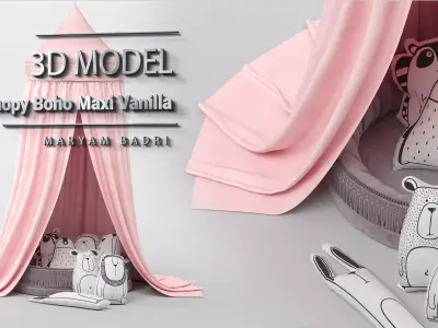 Bed canopy boho maxi vanilla 3D model