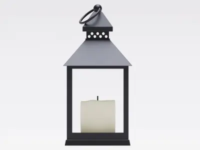 Realistic lantern with a candle Low-poly 3D model