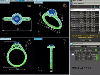 Elegant Halo Diamond Ring CAD Design With Split Pave Shank 3D print model