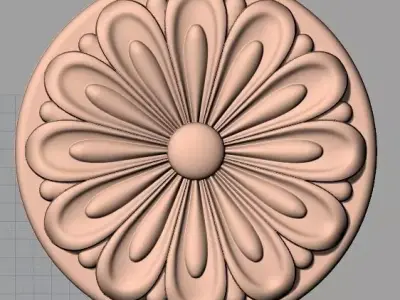 Door flower 3D relief STL Model for CNC woodworking carving E311 3D model
