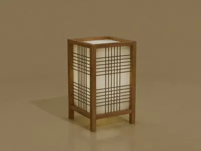 Bamboo Woven Japanese Table Lamp Low-poly 3D model