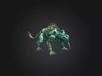 Aquatic Automaton Beast Low-poly 3D model