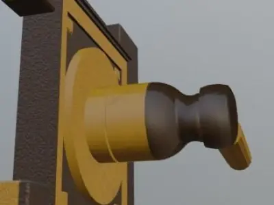 Wooden Door Handle Free 3D model