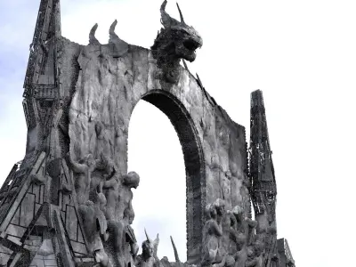 Medieval Portal Dantes Hell inferno Doorway 2  3D model