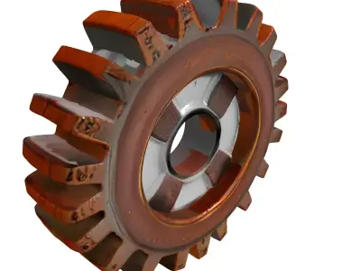Rusty Industrial Gear Wheel Low-poly 3D model