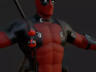Deadpool 3D Model Rigged PBR Blender FBX OBJ Low-poly 3D model