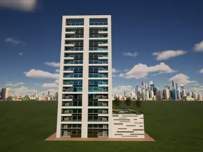 Residential Tower Miami Style  3D Architectural Model Low-poly 3D model