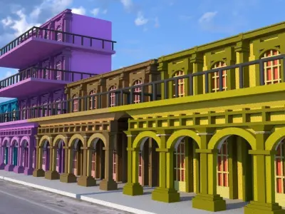 road city houses Low-poly 3D model