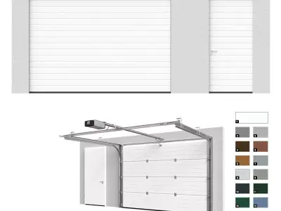 Sectional gates Hormann open and closed with side door 3D model