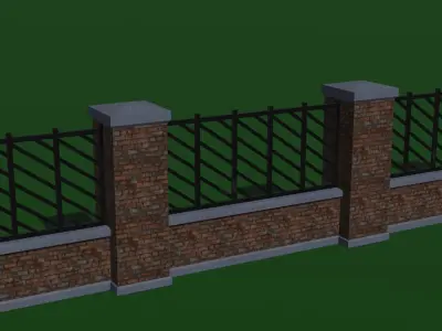Brick Fence Model -  Low-poly 3D model