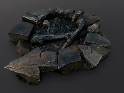 Fire Pit 3D Model Low-poly 3D model