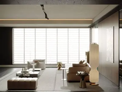 The Italian-style living and dining room 3D model