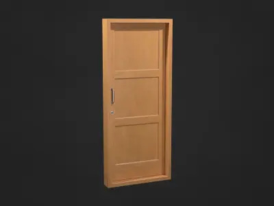 Wooden door Low-poly 3D model 8
