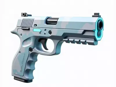 Arctic Camo Tactical Pistol 3D Model Cold Weather Sidearm Low-poly 3D model