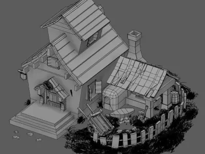 Stylized House Low-poly 3D model
