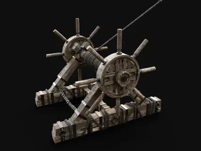 ROPE WINCH WINDLASS TURNSTILE HOIST LIFT ELEVATOR RISER Low-poly 3D model