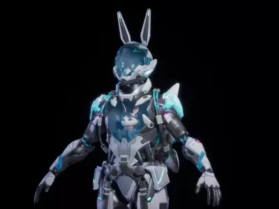 CYBER MECHA RABBIT Low-poly 3D model