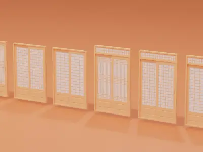 Korean Interior Door Collection 3D model