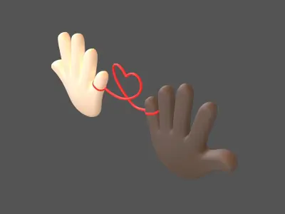 Hand with Red Line Icon v1 011 Low-poly 3D model