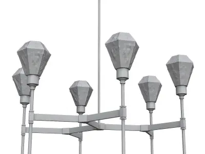 HEDRA modern brass chandelier with glass shades 3D model