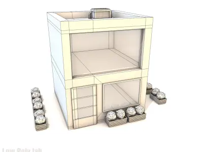 Cartoon City Buildings Low-poly 3D model