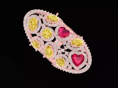 Luxury Elongated Fancy Color Diamond Cluster Ring 748 3D print model