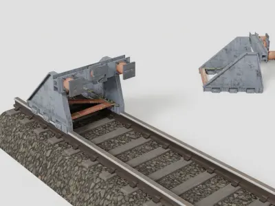 Railway buffer stop Low-poly 3D model
