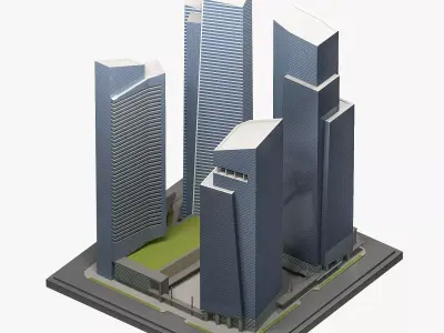 Marina Bay Financial Centre - MBFC- 3D Model Low-poly 3D model